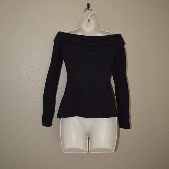 NWT $488 Sz 4 L'AGENCE Stephan Black Off Shoulder Jacket Blazer - Picture 10 of 12